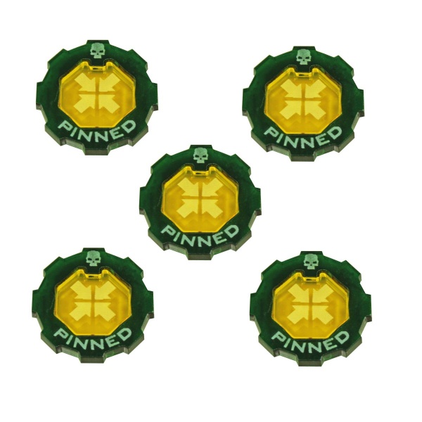 Armageddon Pinned Token Set, Transparent Yellow & Translucent Green (5) - SPECIAL ORDER!