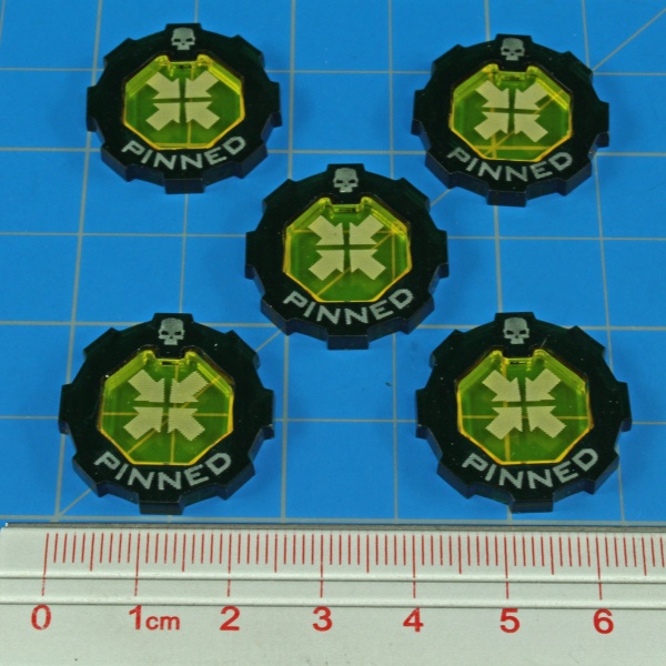 Armageddon Pinned Token Set, Transparent Yellow & Translucent Green (5) - SPECIAL ORDER!