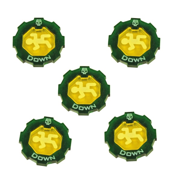 Armageddon Down Token Set, Transparent Yellow & Translucent Green (5) - SPECIAL ORDER!