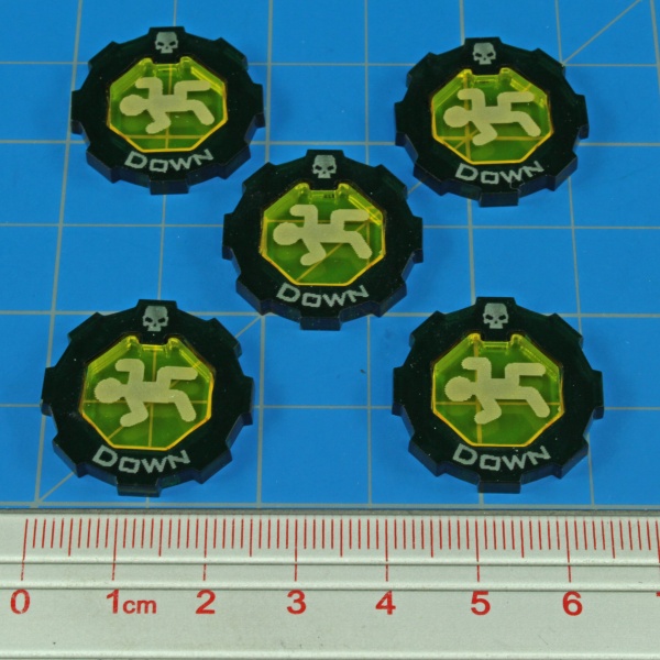 Armageddon Down Token Set, Transparent Yellow & Translucent Green (5) - SPECIAL ORDER!