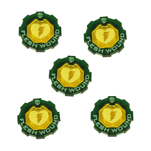 Armageddon Flesh Wound Token Set, Transparent Yellow & Translucent Green (5) - SPECIAL ORDER!