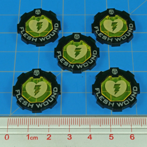 Armageddon Flesh Wound Token Set, Transparent Yellow & Translucent Green (5) - SPECIAL ORDER!