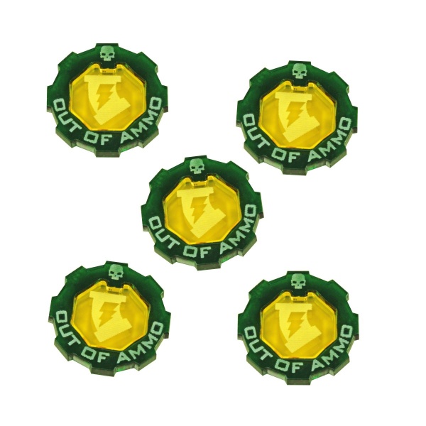 Armageddon Out of Ammo Token Set, Transparent Yellow & Translucent Green (5) - SPECIAL ORDER!