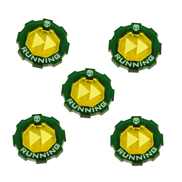 Armageddon Running Token Set, Transparent Yellow & Translucent Green (5) - SPECIAL ORDER!