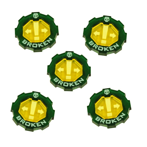 Armageddon Broken Token Set, Transparent Yellow & Translucent Green (5) - SPECIAL ORDER!