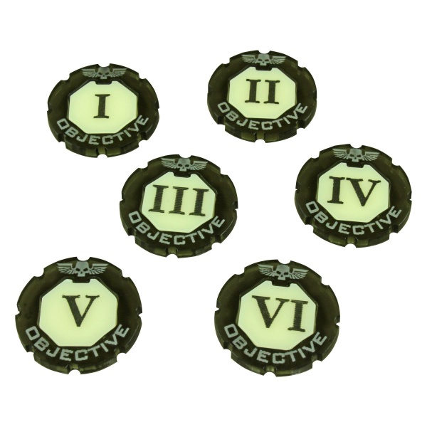 WHv8: Premium Objective Token Set, Numbered 1-6 (6) - SPECIAL ORDER!