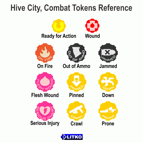 Hive City Combat Token Set, Multi-Colored (65) - SPECIAL ORDER!