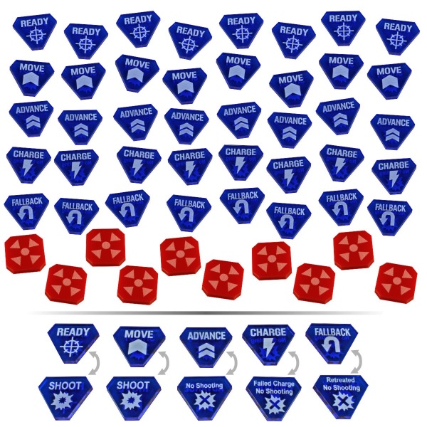 Combat Token Set, WH:KT, Translucent Blue & Red (50) - SPECIAL ORDER!