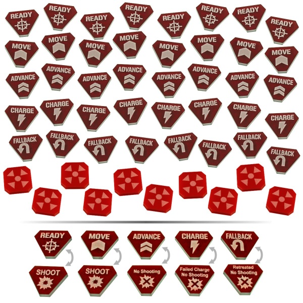 Combat Token Set, WH:KT, Translucent Red & Red (50) - SPECIAL ORDER!