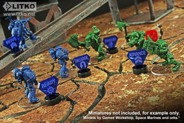 Combat Mega-Marker Set, WH:KT, Translucent Blue & Red (30) - SPECIAL ORDER!