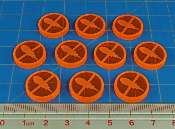 Space Fighter 2nd Ed Disarmed Tokens, Fluorescent Orange (10) - SPECIAL ORDER!