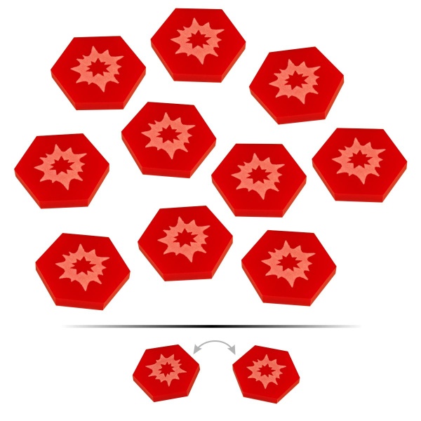 Space Fighter 2nd Ed Double-Sided Critical Damage Tokens, Red (10) - SPECIAL ORDER!