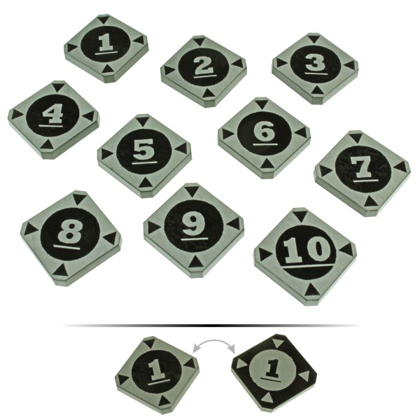 Space Fighter 2nd Ed Double-Sided Target Lock Token Set 1-10, Black (10) - SPECIAL ORDER!