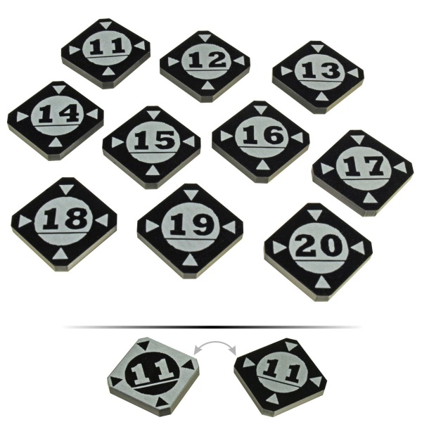 Space Fighter 2nd Ed Double-Sided Target Lock Token Set 11-20, Black (10) - SPECIAL ORDER!