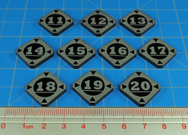 Space Fighter 2nd Ed Double-Sided Target Lock Token Set 11-20, Black (10) - SPECIAL ORDER!