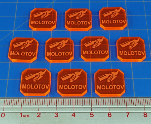 Gaslands Molotov Ammo Tokens, Fluorescent Orange (10) - SPECIAL ORDER!