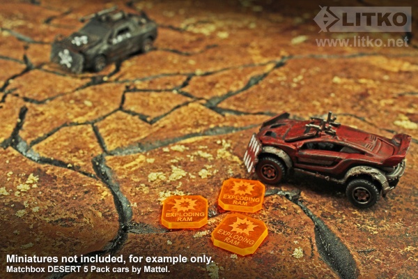 Gaslands Exploding Ram Ammo Tokens, Fluorescent Orange (10)