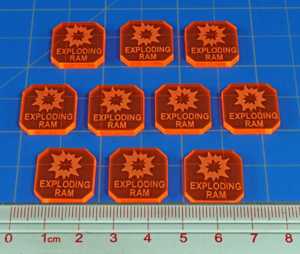 Gaslands Exploding Ram Ammo Tokens, Fluorescent Orange (10)