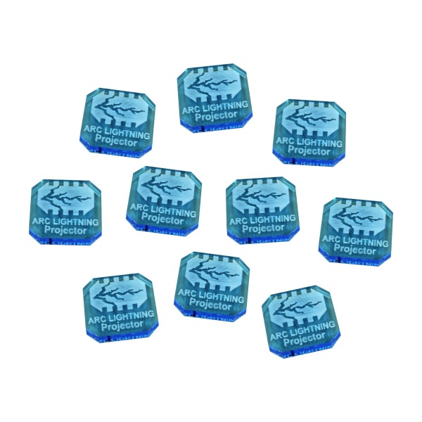 Gaslands Arc Lightning Projector Ammo Tokens, Fluorescent Blue (10) - SPECIAL ORDER!