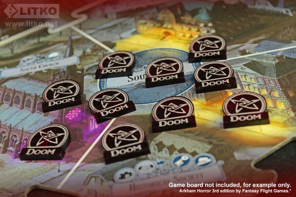 Doom Tokens, Arkham 3rd Ed, Translucent Red (10) - SPECIAL ORDER!