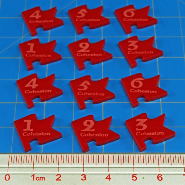 Cohesion Tokens Numbered 1-6, Dux Bellorum, Red (12) - SPECIAL ORDER!