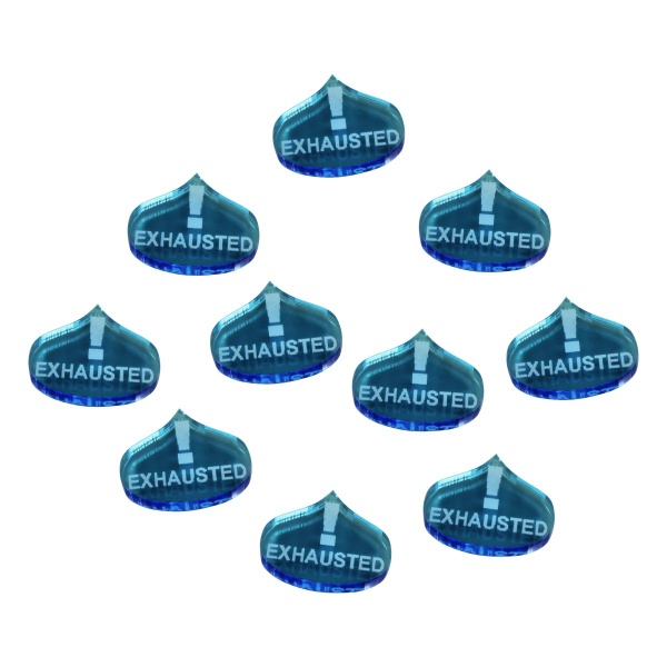 Exhausted Tokens, Savage Worlds, Fluorescent Blue (10) - SPECIAL ORDER!