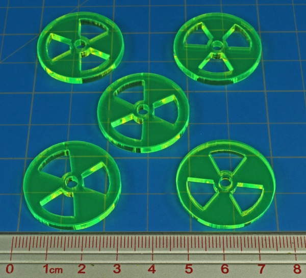 Large Radiation Tokens, Fluorescent Green (5)