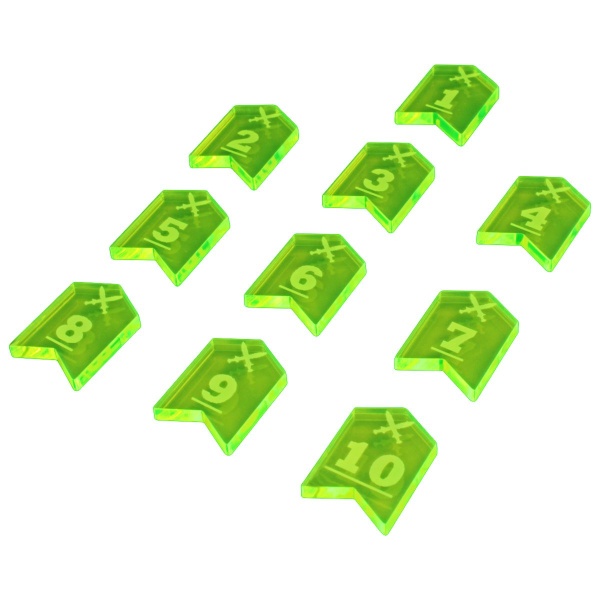 Fantasy RPG Initiative Token Set #1-10, Fluorescent Green (10) - SPECIAL ORDER!