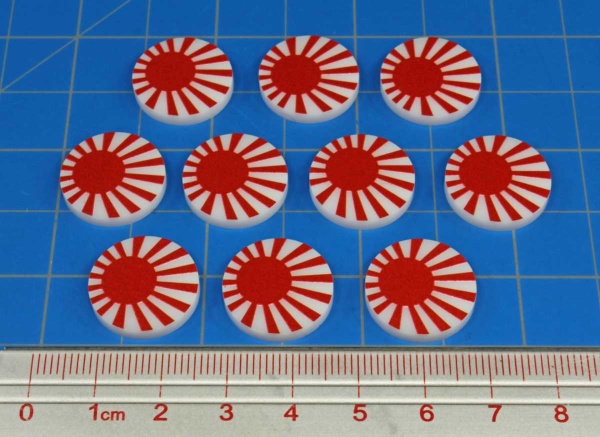 Premium Printed WWII Faction Tokens, Japan Rising Sun (10) - SPECIAL ORDER!