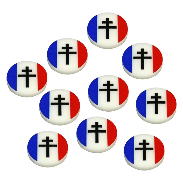 Premium Printed WWII Faction Tokens, Free France (10) - SPECIAL ORDER!