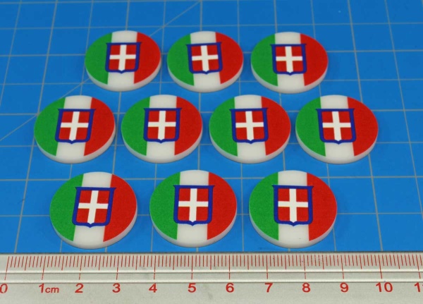 Premium Printed WWII Large Faction Tokens, Italian Savoy Shield (10) - SPECIAL ORDER!