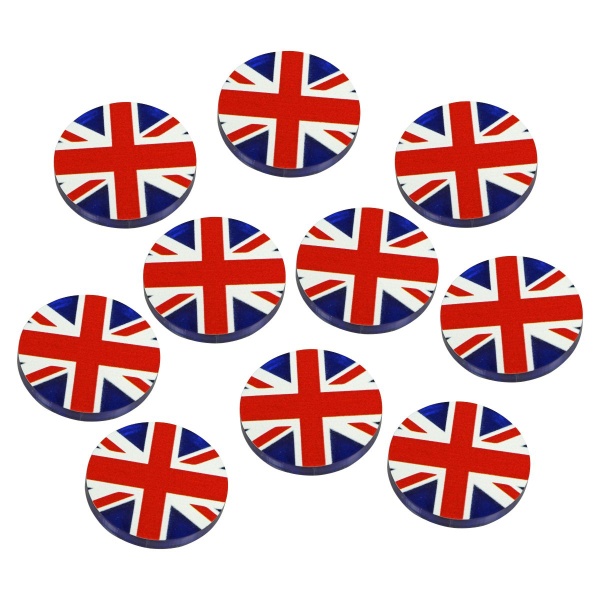 Premium Printed WWII Large Faction Tokens, Great Britain Union Jack (10) - SPECIAL ORDER!