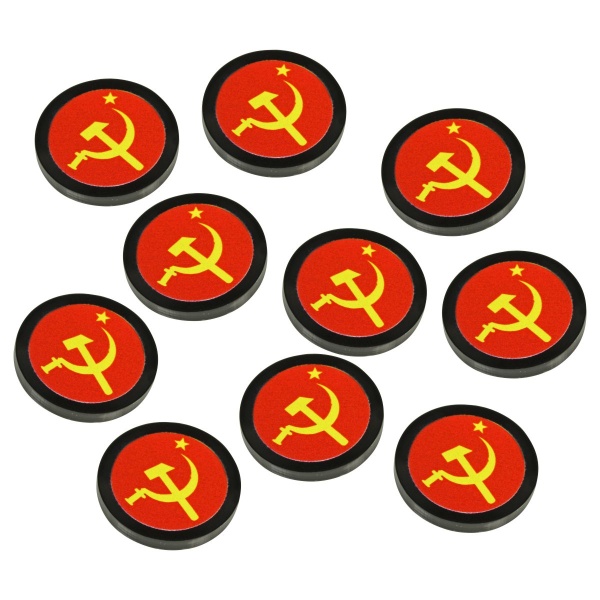 Premium Printed WWII Large Faction Tokens, Russia Hammer & Sickle (10) - SPECIAL ORDER!