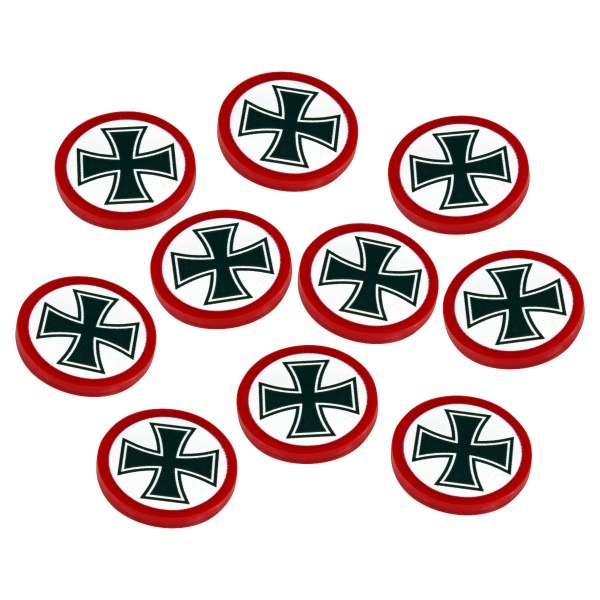 Premium Printed WWII Large Faction Tokens, German Iron Cross (10) - SPECIAL ORDER!