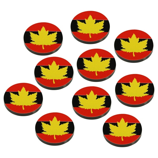 Premium Printed WWII Large Faction Tokens, Canadian Commonwealth (10) - SPECIAL ORDER!