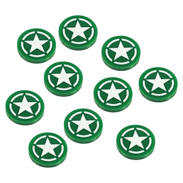 Premium Printed WWII Faction Tokens, American Army Green Roundel (10) - SPECIAL ORDER!