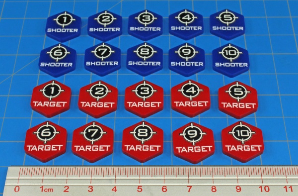 Premium Printed Mecha Target  Shooter Token Set, Numbered 1-10 (20) - SPECIAL ORDER!