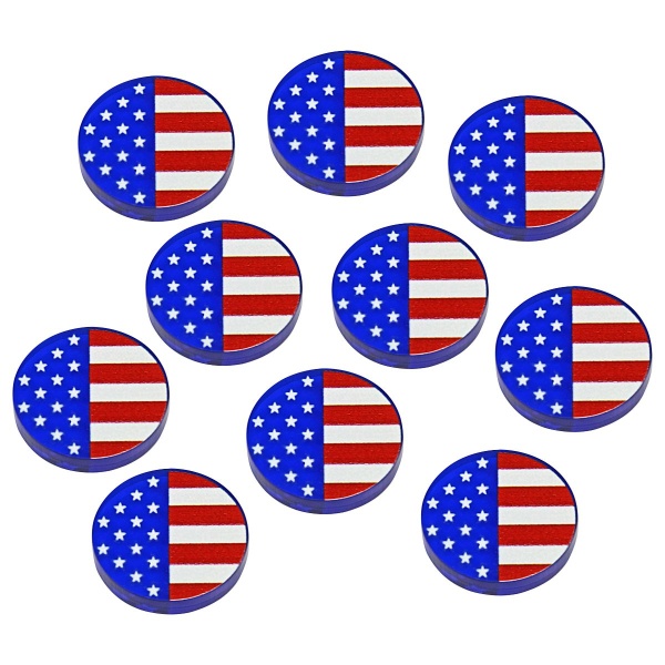 Premium Printed WWII Faction Tokens, USA Stars & Stripes (10) - SPECIAL ORDER!