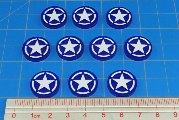 Premium Printed WWII Faction Tokens, United States Pacific Command (10) - SPECIAL ORDER!