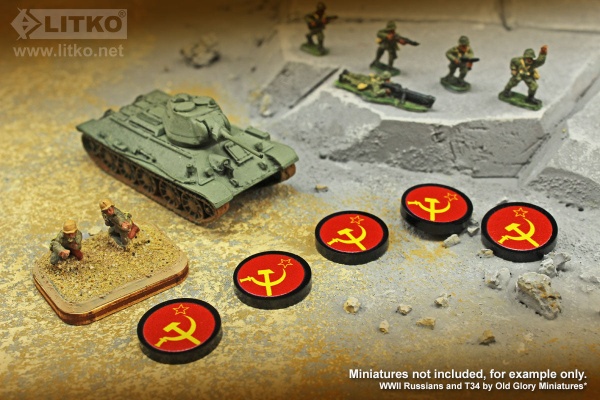 Premium Printed WWII Faction Tokens, Russia Hammer & Sickle (10) - SPECIAL ORDER!