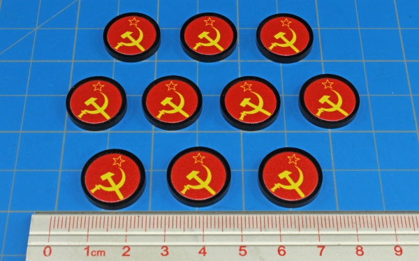 Premium Printed WWII Faction Tokens, Russia Hammer & Sickle (10) - SPECIAL ORDER!