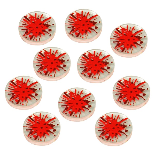 Premium Printed Dark Fantasy RPG Blood Stain Tokens, Mork Borg (10) - SPECIAL ORDER!