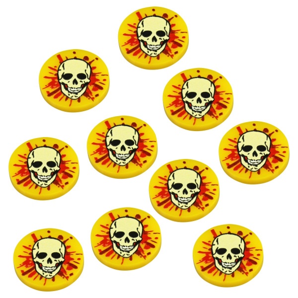 Premium Printed Dark Fantasy RPG Bloody Skull Tokens, Mork Borg (10) - SPECIAL ORDER!