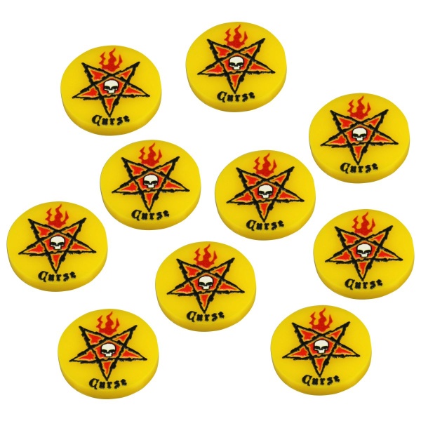 Premium Printed Dark Fantasy RPG Pentagram Curse Tokens, Mork Borg (10) - SPECIAL ORDER!