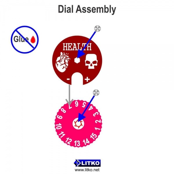 Cthulhu Health Dials, Fluorescent Pink and Translucent Red (2)