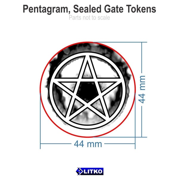Cthulhu Pentagram Sealed Gate Tokens, Fluorescent Pink (3)