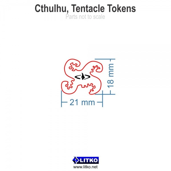 Cthulhu Tentacle Tokens, Translucent Red (10)