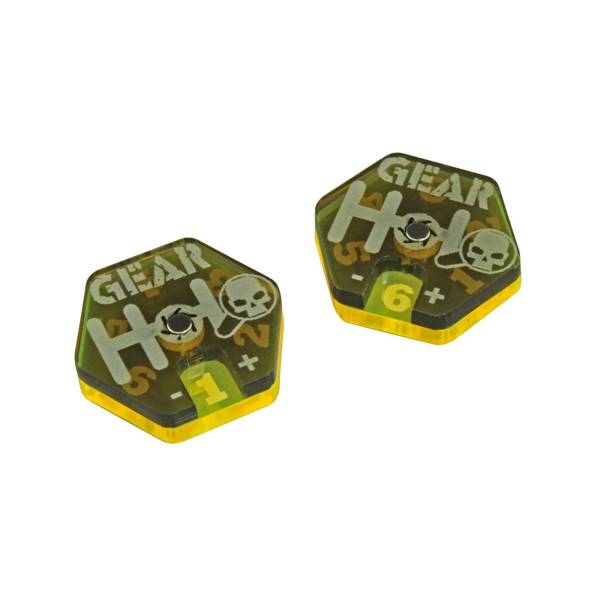 Gear Dials, Gaslands, Translucent Grey & Fluorescent Yellow (2) - SPECIAL ORDER!