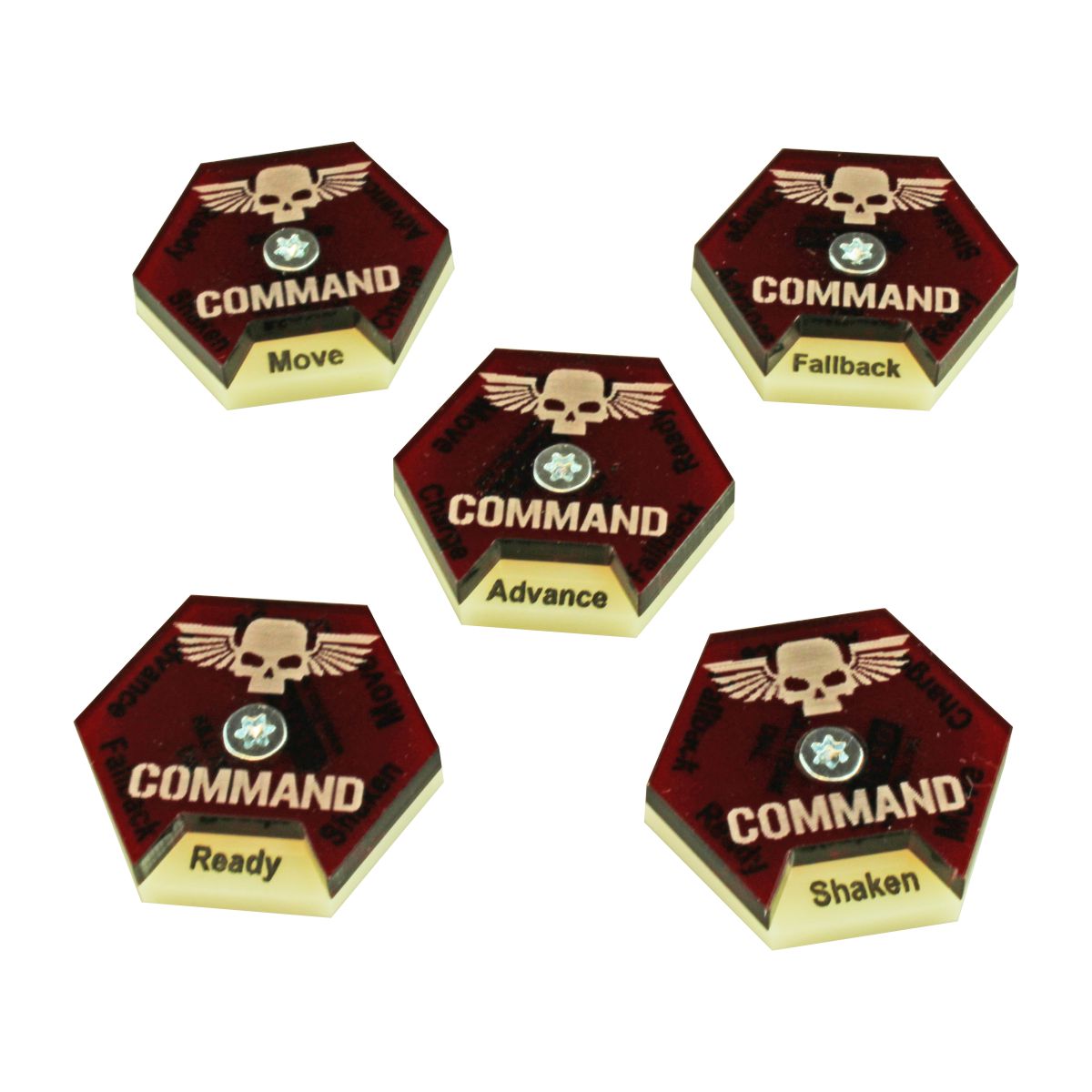 Command Dials, WH:KT, Ivory & Translucent Red (5) - SPECIAL ORDER!