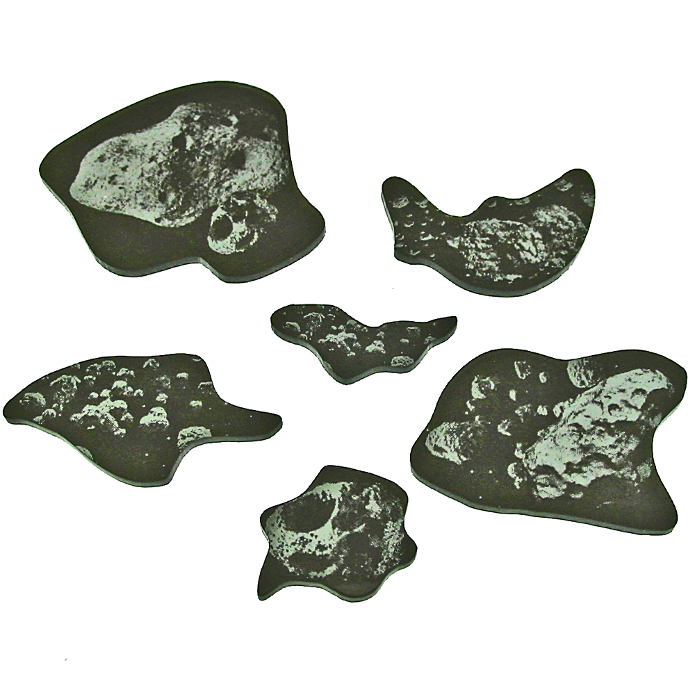 Space Fighter Asteroid Template Set #2, Translucent Grey (6) - SPECIAL ORDER!